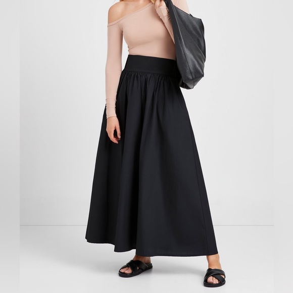 NWT Marcella NYC Raven Black Cotton Maxi Skirt W/Pockets - Picture 3 of 9